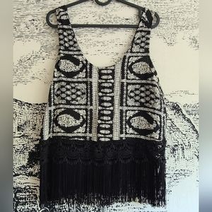 Forever 21 Fringe Boho Paisley Crop Top